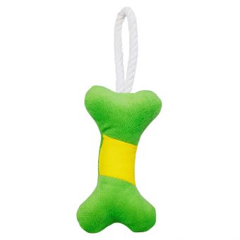 Игрушка Mr.Kranch для собак мелких и средних пород Косточка с канатом 31х9х4см, зеленая с желтым Игрушка Mr.Kranch для собак мелких и средних пород Косточка с канатом 31х9х4см, зеленая с желтым