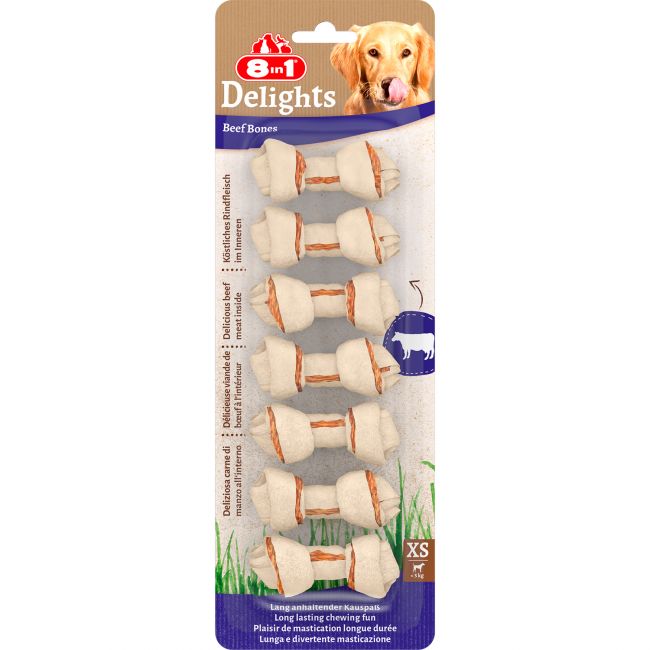 8in1 DELIGHTS Beef XS косточки с говядиной для мелких собак 7,5 см 7 шт 8in1 DELIGHTS Beef XS косточки с говядиной для мелких собак 7,5 см 7 шт