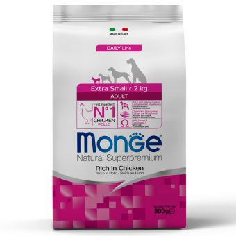 Сухой корм Monge Dog Daily Line Extra Small для взрослых собак миниатюрных пород, из курицы 800 г Сухой корм Monge Dog Daily Line Extra Small для взрослых собак миниатюрных пород, из курицы 800 г