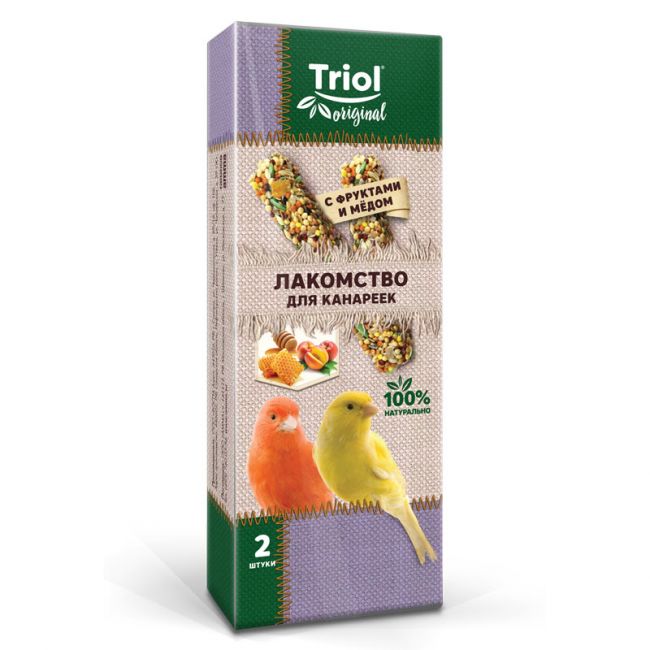 Лакомство для канареек с фруктами и мёдом (уп.2шт.), 55г, Triol Original Лакомство для канареек с фруктами и мёдом (уп.2шт.), 55г, Triol Original