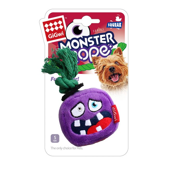 75433 Игрушка для собак Монстр с пищалкой и веревкой 8см, серия MONSTER ROPE