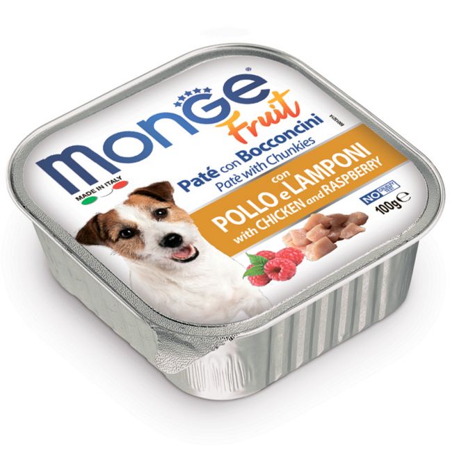 Влажный корм Monge Dog Fruit для собак, с курицей и малиной, консервы 100 г