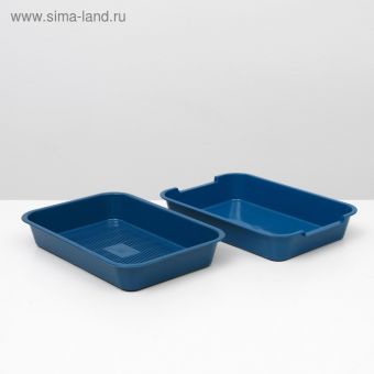 Туалет средний с сеткой 36 х 26 х 6,5 см, синий, Туалет средний с сеткой 36 х 26 х 6,5 см, синий,