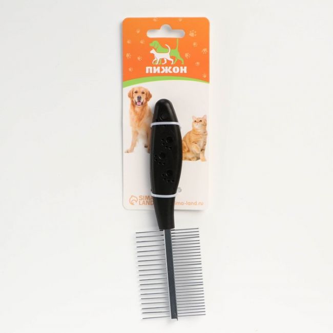 Расчёска двухсторонняя "Лапки" с прямыми зубьями, пластиковая ручка, чёрная