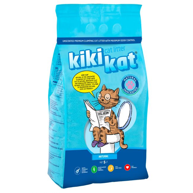 Бентонитовый наполнитель для кошачьего туалета "KikiKat" супер-белый комкующийся 5 л. Бентонитовый наполнитель для кошачьего туалета "KikiKat" супер-белый комкующийся 5 л.