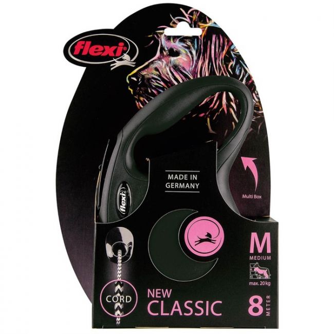 Рулетка Flexi New Classic M (до 20 кг) 8 м трос, черная