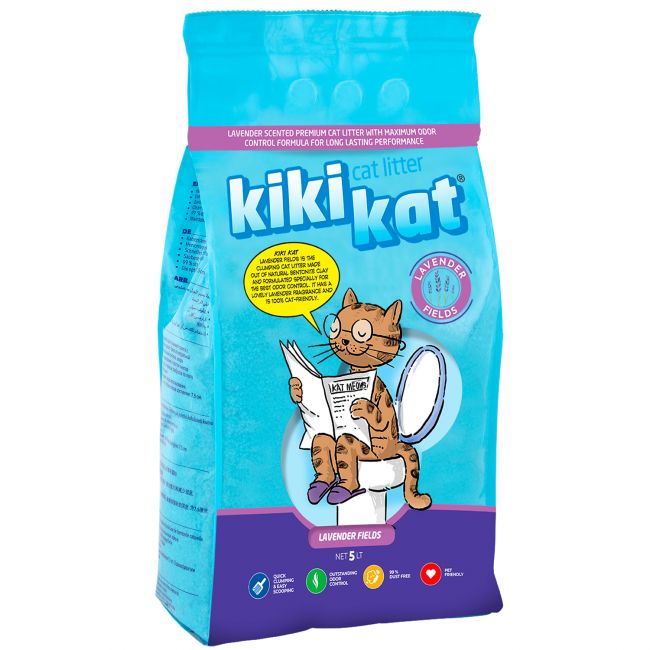 Бентонитовый наполнитель для кошачьего туалета "KikiKat" супер-белый комкующийся с ароматом "Лаванда" 5 л. Бентонитовый наполнитель для кошачьего туалета "KikiKat" супер-белый комкующийся с ароматом "Лаванда" 5 л.