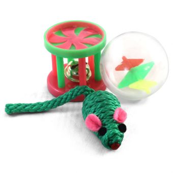 Набор игрушек для кошек "Активная игра 15" (мяч d45мм, мышь 50мм, барабан 40мм) Набор игрушек для кошек "Активная игра 15" (мяч d45мм, мышь 50мм, барабан 40мм)