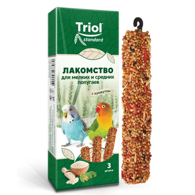 Лакомство для мелких и средних попугаев с кунжутом (уп. 3 шт), 80г, Triol Standard Лакомство для мелких и средних попугаев с кунжутом (уп. 3 шт), 80г, Triol Standard