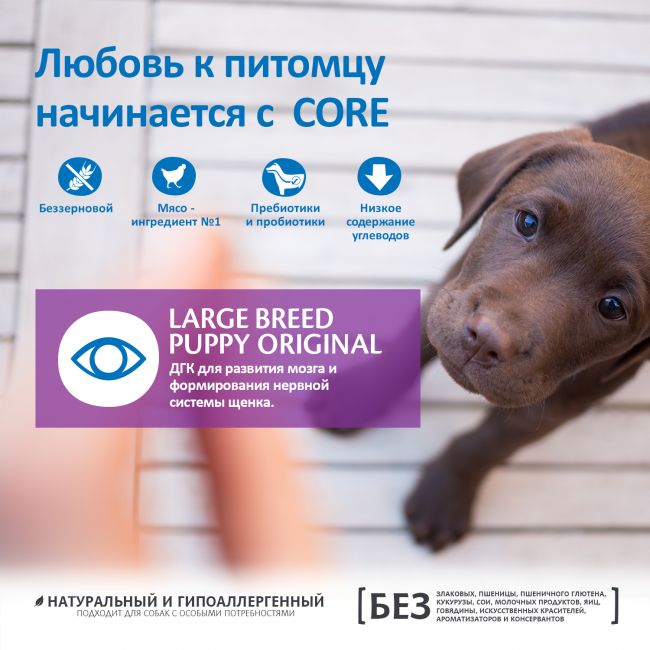 Сухой корм CORE для щенков крупных пород, из курицы 10 кг Сухой корм CORE для щенков крупных пород, из курицы 10 кг