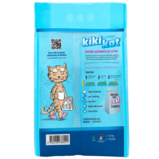 Бентонитовый наполнитель для кошачьего туалета "KikiKat" супер-белый комкующийся 10 л. Бентонитовый наполнитель для кошачьего туалета "KikiKat" супер-белый комкующийся 10 л.