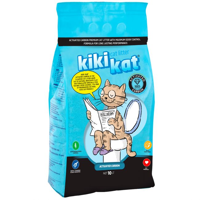 Бентонитовый наполнитель для кошачьего туалета "KikiKat" супер-белый комкующийся "Активированный уголь" 10 л. Бентонитовый наполнитель для кошачьего туалета "KikiKat" супер-белый комкующийся "Активированный уголь" 10 л.