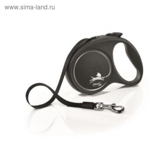 Рулетка Flexi Black Design L (до 50 кг) 5 м лента, черный/серебро