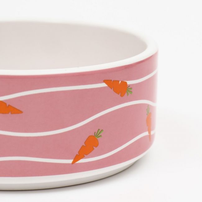 Миска керамическая "Зайчик с морковками", 300 мл, 13 x 13 x 5 cм, розовая