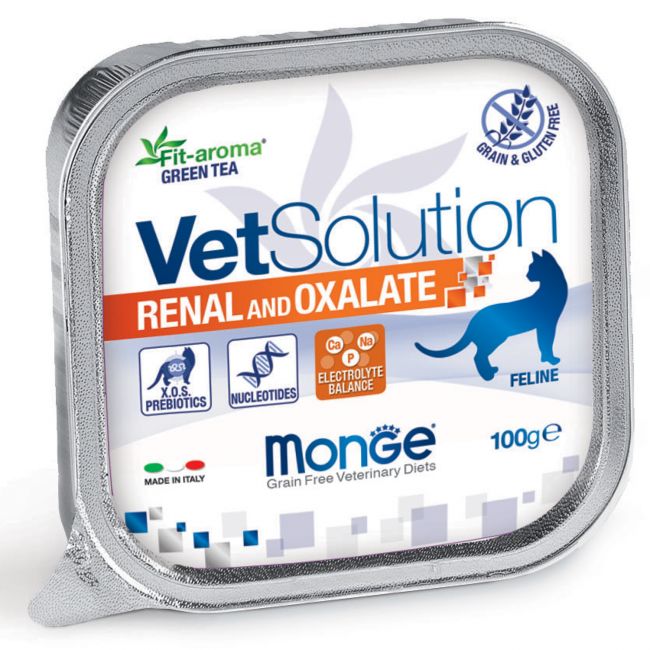 Ветеринарная диета Monge VetSolution Cat Renal and Oxalate Ренал и Оксалат для кошек при ХПН и профилактике образования оксалатов 100 г Ветеринарная диета Monge VetSolution Cat Renal and Oxalate Ренал и Оксалат для кошек при ХПН и профилактике образования оксалатов 100 г