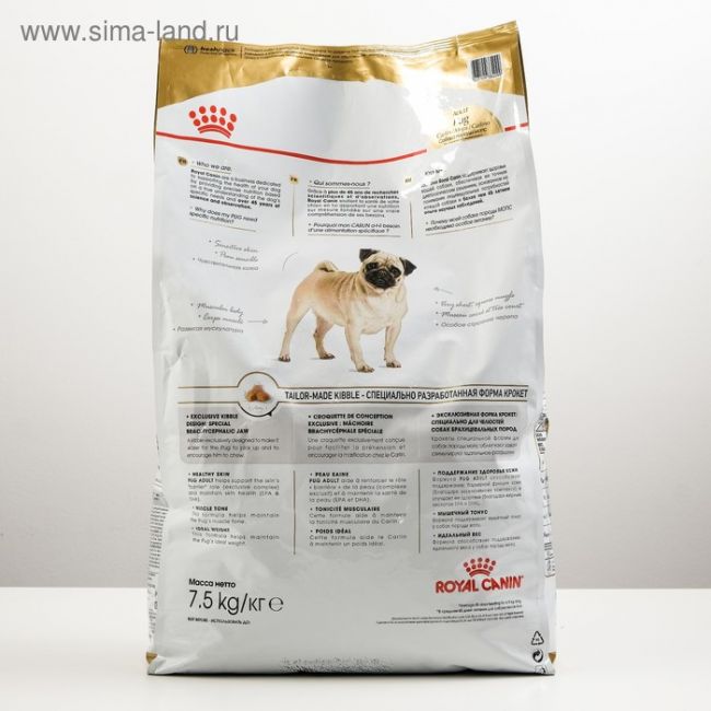 Сухой корм RC Pug Adult для мопса, 7.5 кг
