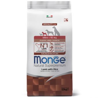 Сухой корм Monge Dog Speciality Line Monoprotein Mini корм для щенков и беременных собак мелких пород, из ягненка с рисом 2,5 кг Сухой корм Monge Dog Speciality Line Monoprotein Mini корм для щенков и беременных собак мелких пород, из ягненка с рисом 2,5 кг