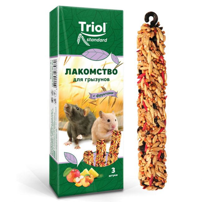 Лакомство для грызунов с фруктами (уп. 3 шт), 80г, Triol Standard