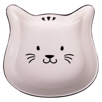 Миска Mr.Kranch керамическая для кошек Мордочка кошки 200 мл черная с белым