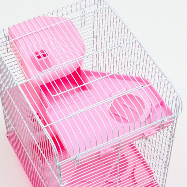 Клетка для грызунов "Пижон", двухэтажная с наполнением 31 х 24 х 40 см, розовая