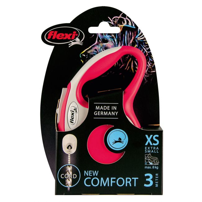flexi рулетка NEW LINE Comfort XS (до 8 кг) трос 3 м серый/красный
