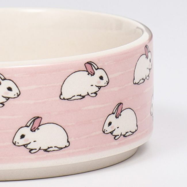 Миска керамическая "Кролики" 200мл, 10,5 х 4 см, розовая