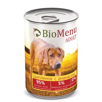 BioMenu ADULT Консервы д/собак Цыпленок с Ананасами 95%-МЯСО 410гр*12 BioMenu ADULT Консервы д/собак Цыпленок с Ананасами 95%-МЯСО 410гр*12