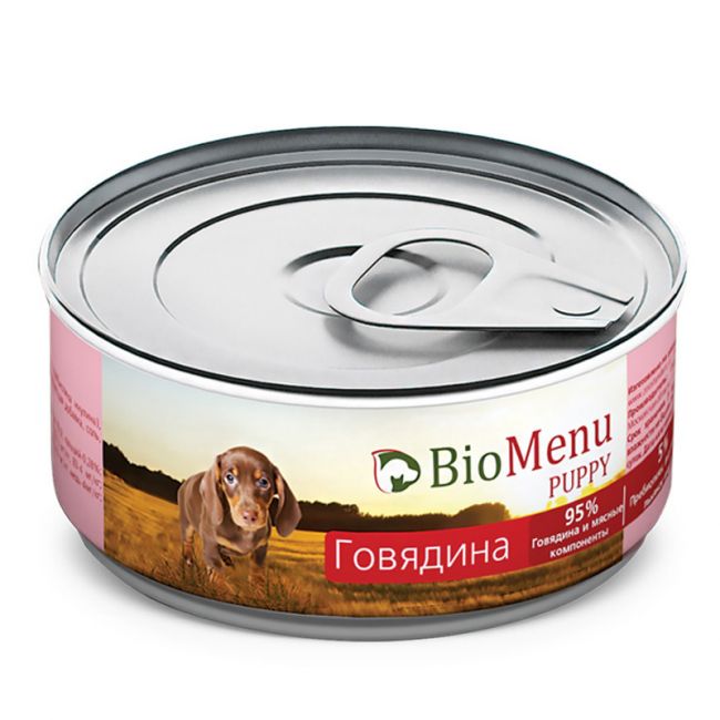 BioMenu PUPPY Консервы д/ЩЕНКОВ Говядина 95%-МЯСО 100гр*24