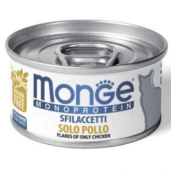 Влажный корм Monge Cat Monoprotein для кошек, мясные хлопья из курицы, консервы 80 г Влажный корм Monge Cat Monoprotein для кошек, мясные хлопья из курицы, консервы 80 г