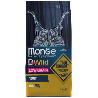 Сухой корм Monge Cat BWild LOW Hare для взрослых кошек, низкозерновой, из мяса зайца 1,5 кг Сухой корм Monge Cat BWild LOW Hare для взрослых кошек, низкозерновой, из мяса зайца 1,5 кг