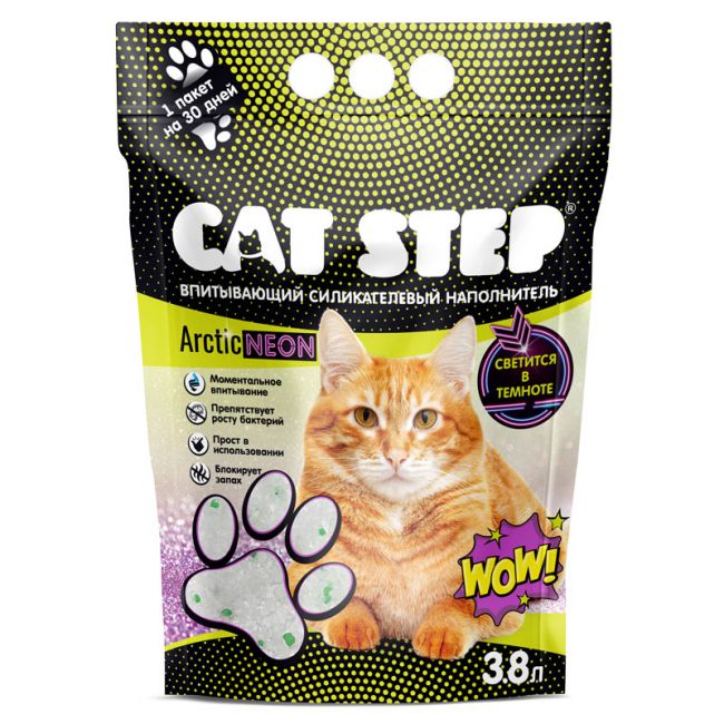 Наполнитель впитывающий силикагелевый CAT STEP Arctic Neon, 3,8 л Наполнитель впитывающий силикагелевый CAT STEP Arctic Neon, 3,8 л