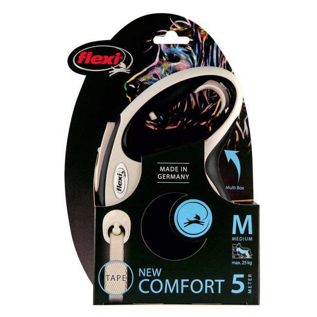 flexi рулетка NEW LINE Comfort M (до 25 кг) лента 5 м серый/черный flexi рулетка NEW LINE Comfort M (до 25 кг) лента 5 м серый/черный