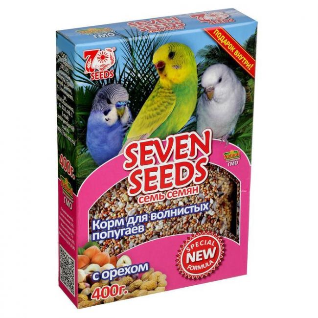 Корм Seven Seeds Special для волнистых попугаев, с орехом, 400 г