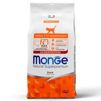 Сухой корм Monge Cat Speciality Line Monoprotein для котят и беременных кошек, из утки 1,5 кг Сухой корм Monge Cat Speciality Line Monoprotein для котят и беременных кошек, из утки 1,5 кг