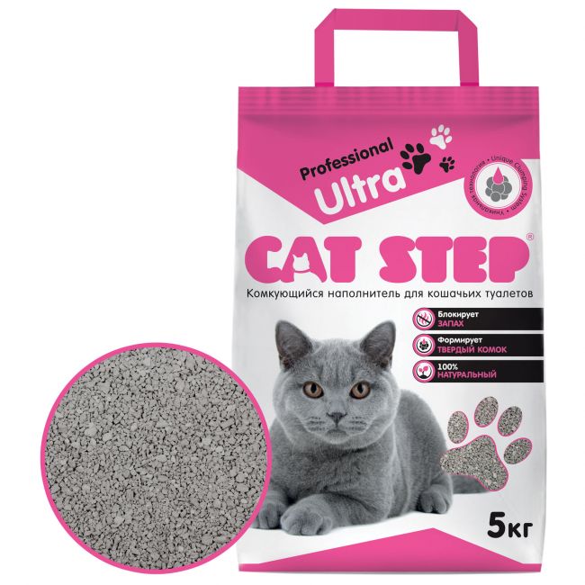 Наполнитель комкующийся минеральный CAT STEP Professional Ultra, 5 кг