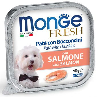 Влажный корм Monge Dog Fresh для собак, с лососем, консервы 100 г Влажный корм Monge Dog Fresh для собак, с лососем, консервы 100 г