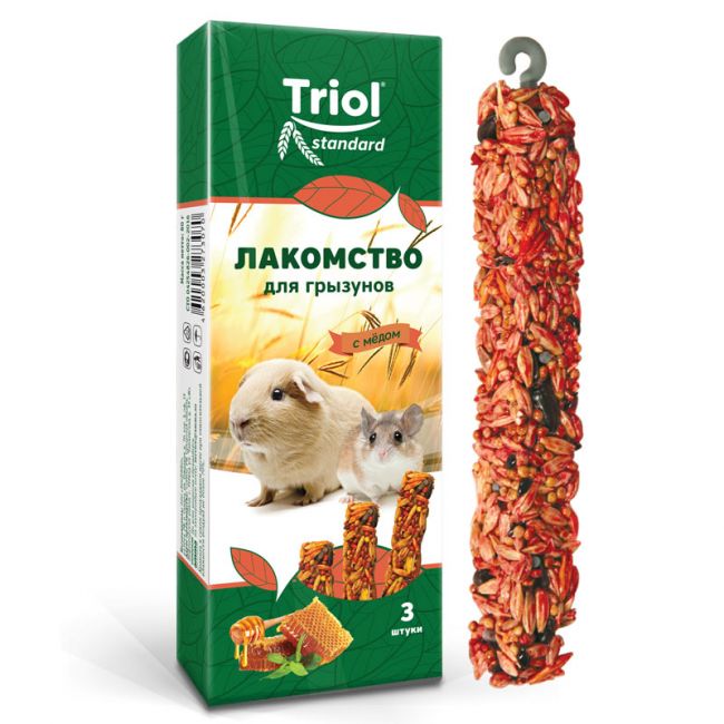 Лакомство для грызунов с мёдом (уп. 3 шт), 80г, Triol Standard