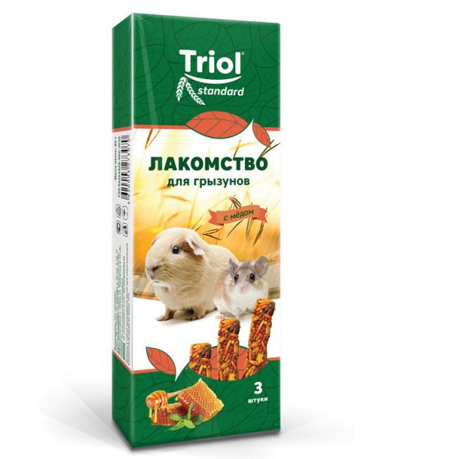 Лакомство для грызунов с мёдом (уп. 3 шт), 80г, Triol Standard Лакомство для грызунов с мёдом (уп. 3 шт), 80г, Triol Standard