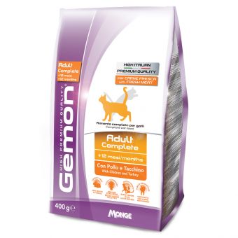 Сухой корм Gemon Cat для взрослых кошек, с курицей и индейкой 400 г Сухой корм Gemon Cat для взрослых кошек, с курицей и индейкой 400 г