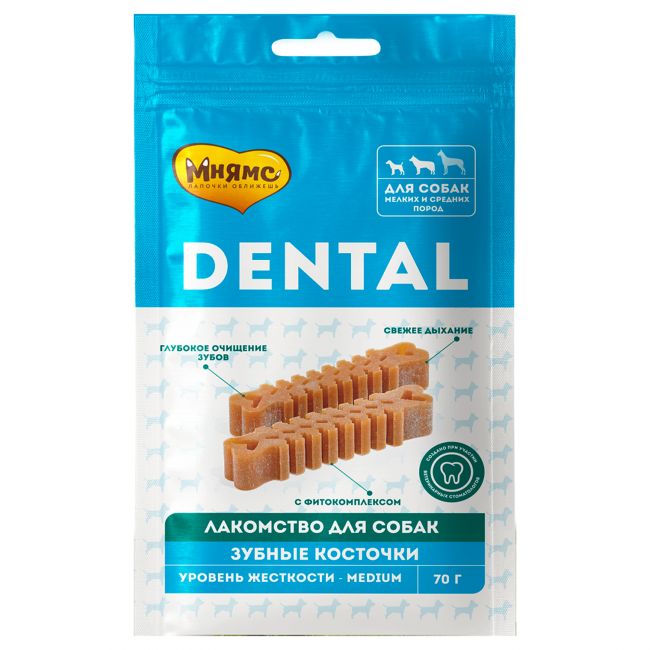 Лакомство Мнямс DENTAL для собак "Зубные косточки" 70г Лакомство Мнямс DENTAL для собак "Зубные косточки" 70г