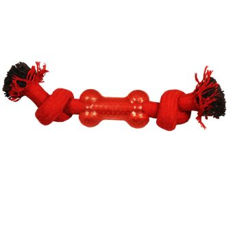 Игрушка для собак "Веревка-канат, 2 узла и кость", 240мм Игрушка для собак "Веревка-канат, 2 узла и кость", 240мм