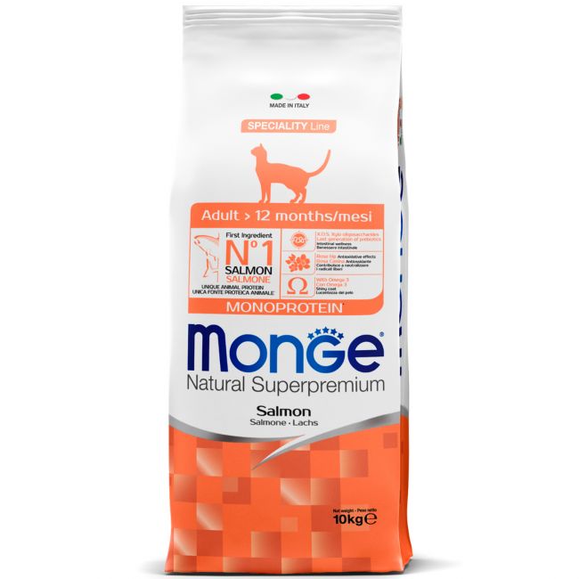 Сухой корм Monge Cat Speciality Line Monoprotein Adult для взрослых кошек, из лосося 10 кг