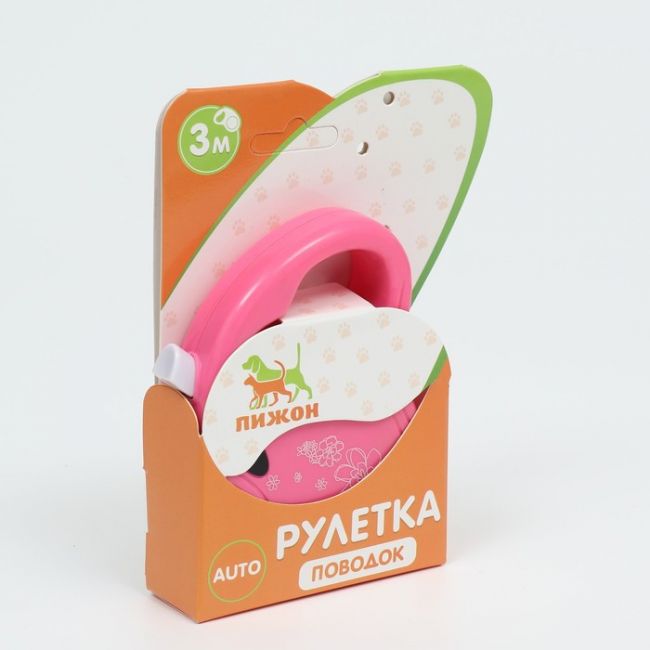 Рулетка "Цветы", 3 м, до 10 кг, розовая