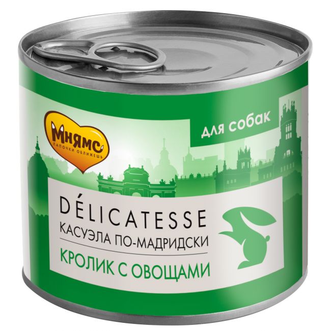 Влажный корм Мнямс Паштет из кролика с овощами для собак всех пород "Касуэла по-мадридски" 200 г NEW Влажный корм Мнямс Паштет из кролика с овощами для собак всех пород "Касуэла по-мадридски" 200 г NEW