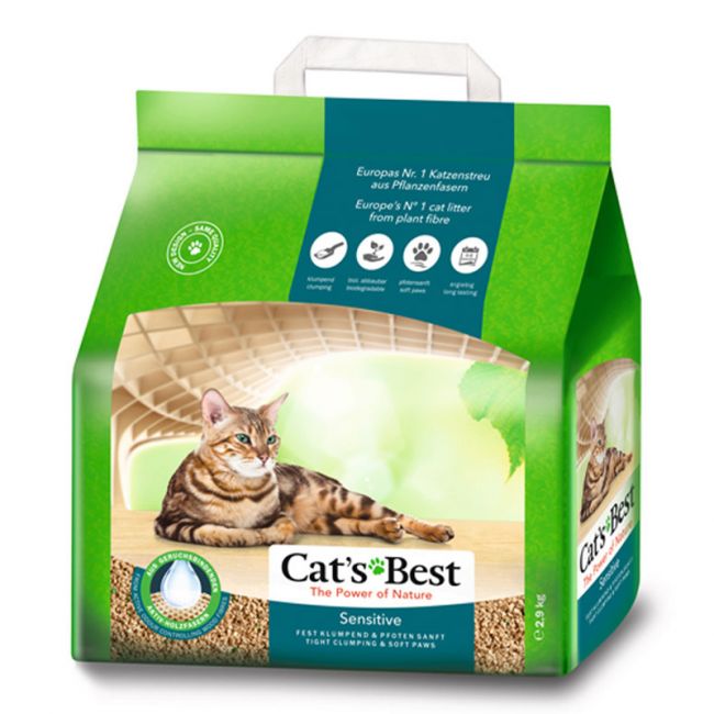 Наполнитель для кошачьих туалетов Cat's Best Sensitive 8л*2,9кг, древесный комкующийся