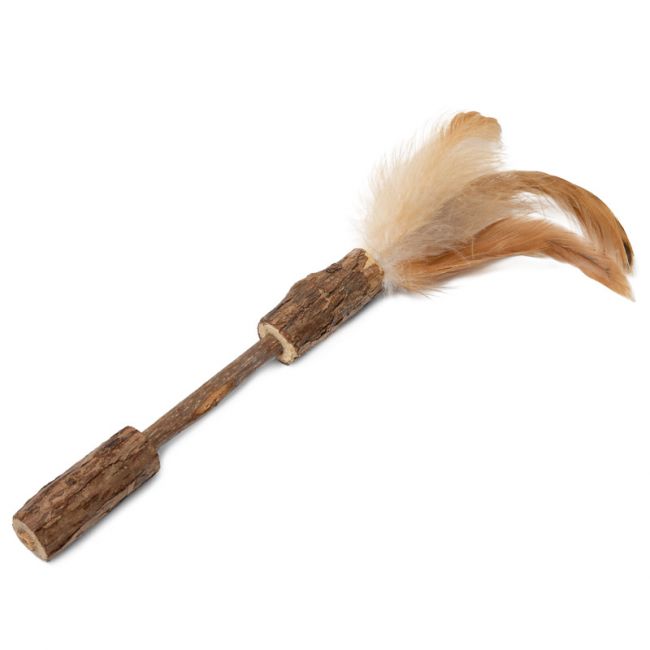 Игрушка для кошек из мататаби "Палочка с перьями", 120/170мм, серия NATURAL Игрушка для кошек из мататаби "Палочка с перьями", 120/170мм, серия NATURAL