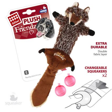 75325 Игрушка для собак Шкурка волка со сменными пищалками 37см, серия PLUSH FRIENDZ