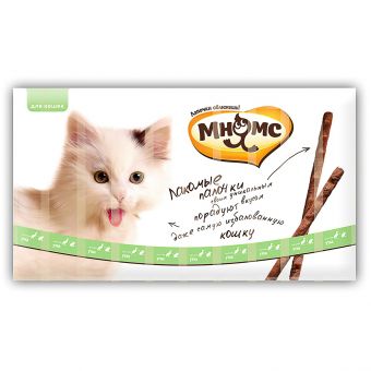 Лакомство Мнямс лакомые палочки 13,5 см для кошек с уткой и кроликом 10х5 г Лакомство Мнямс лакомые палочки 13,5 см для кошек с уткой и кроликом 10х5 г