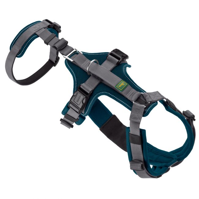 Hunter шлейка для собак Safety Maldon L (66-118 / 69-105 / 2,5 см) с ручкой, нейлон, сине-зеленый/серый Hunter шлейка для собак Safety Maldon L (66-118 / 69-105 / 2,5 см) с ручкой, нейлон, сине-зеленый/серый