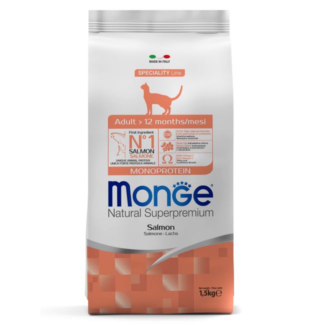 Сухой корм Monge Cat Speciality Line Monoprotein Adult для взрослых кошек, из лосося 1,5 кг